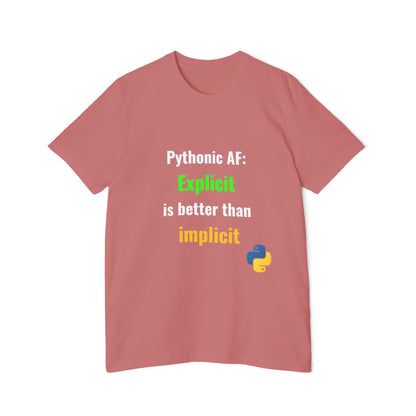 Pythonic AF: Explicit Is Better Than Implicit | Funny Python Developer T-Shirt | Usha Creations