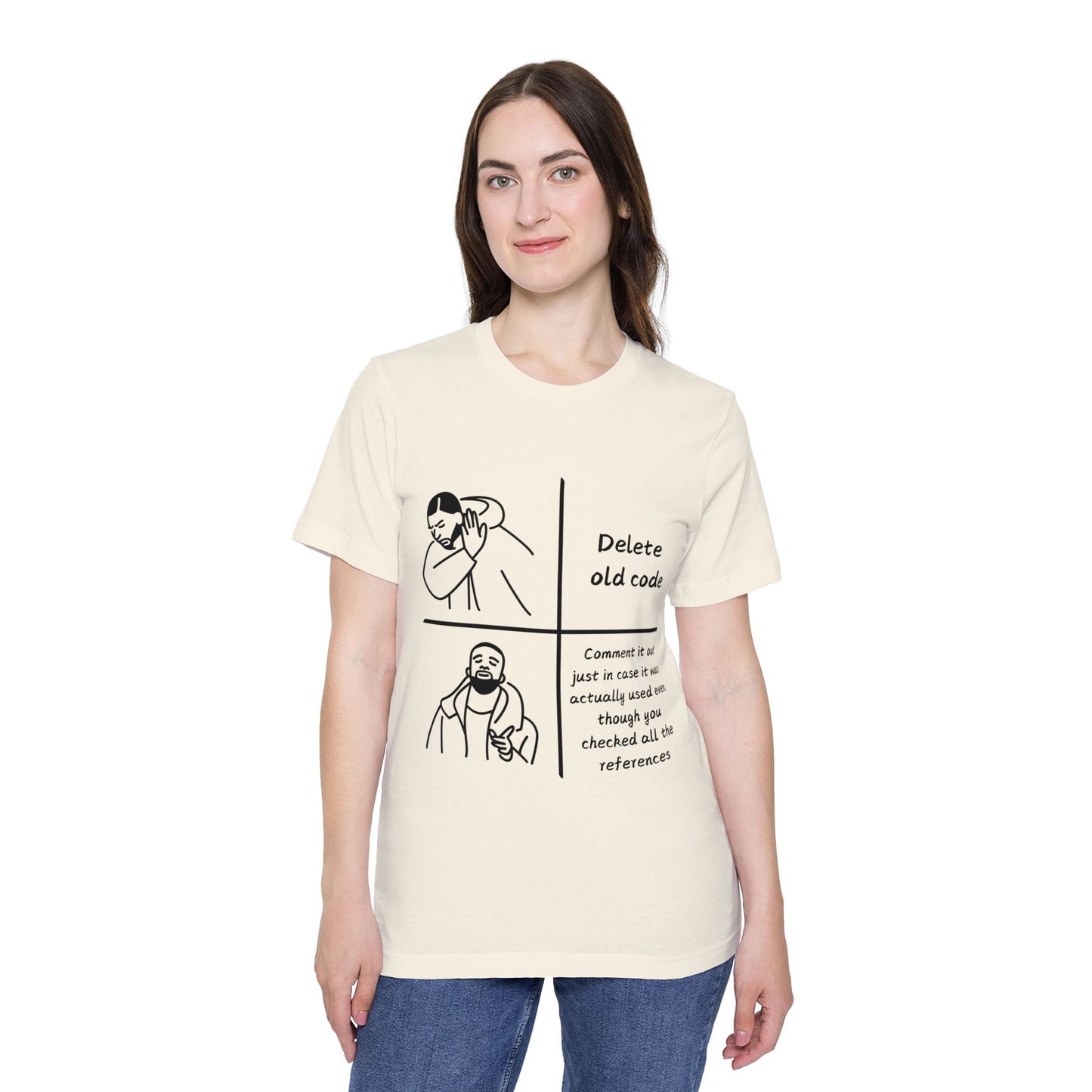 Code Deletion Dilemma Developer Humor T Shirt | Programming Caution Meme Tees | Usha Creations