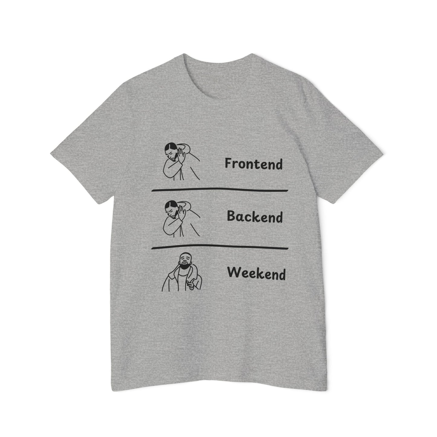 Frontend Backend Weekend Developer Humor T Shirt | Web Dev Life Meme Tees | Usha Creations