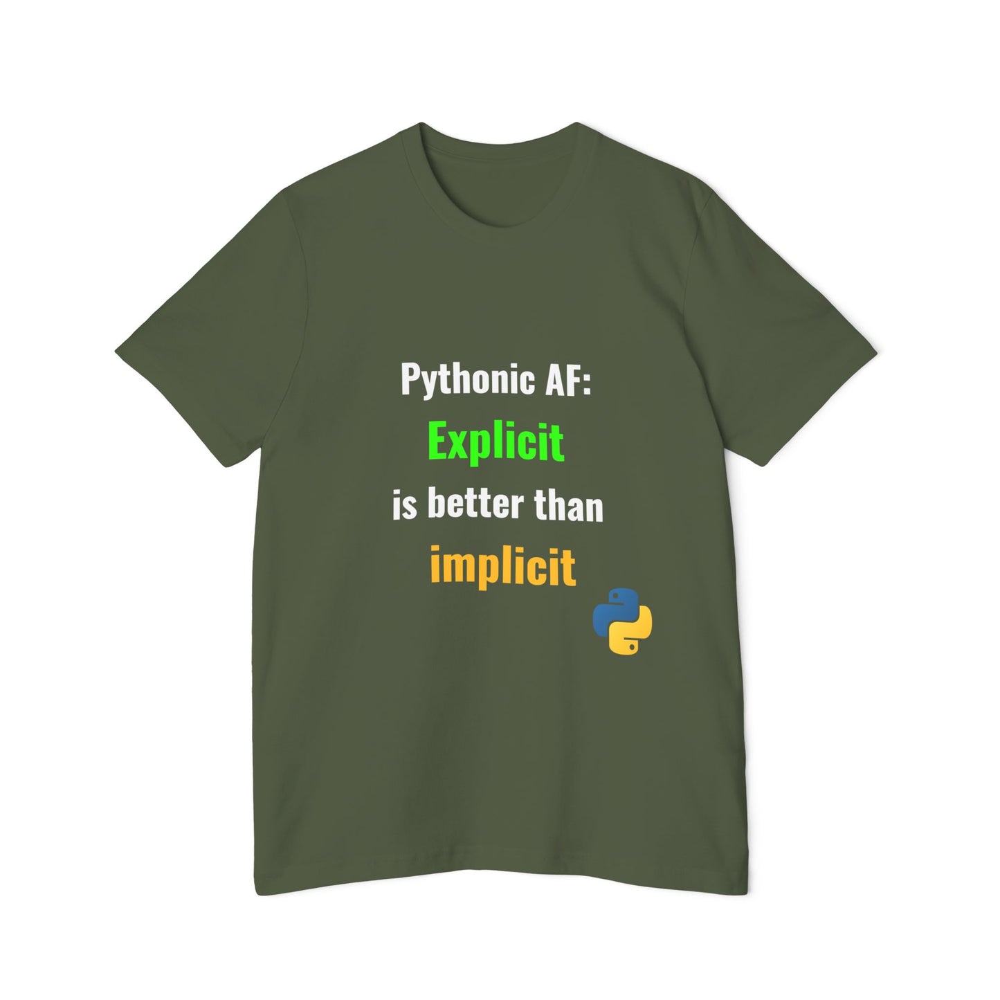 Pythonic AF: Explicit Is Better Than Implicit | Funny Python Developer T-Shirt | Usha Creations