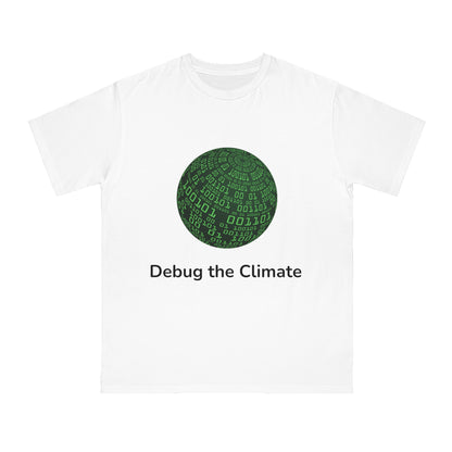 Debug the Climate Binary Globe Tee | Eco Coder Shirt | Usha Creations