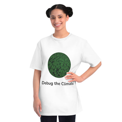 Debug the Climate Binary Globe Tee | Eco Coder Shirt | Usha Creations