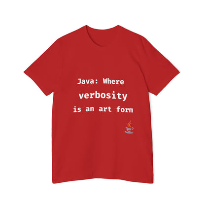 Java: Where Verbosity Is an Art Form | Java Developer T-Shirt | Funny Programmer Shirt | Usha Creations