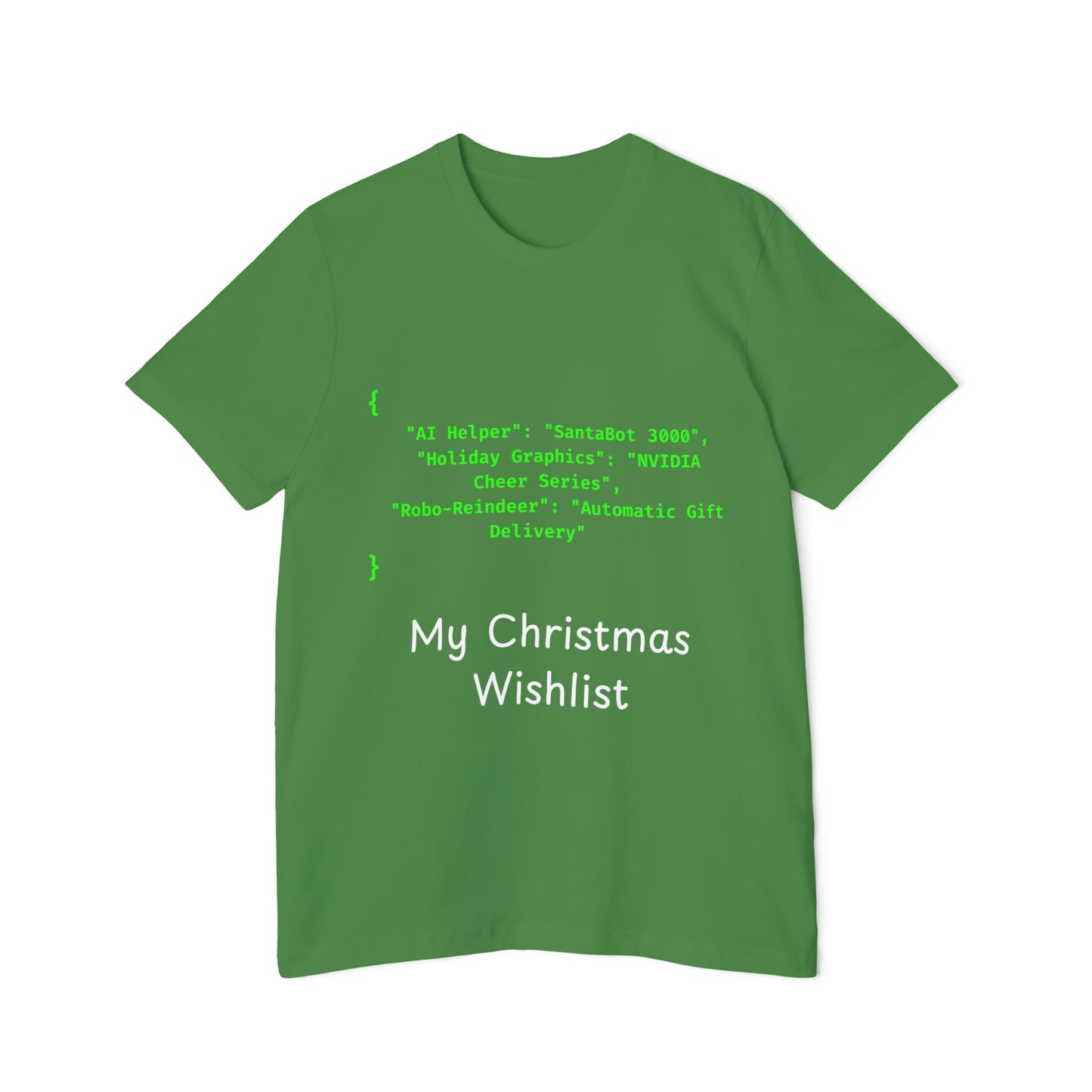 Tech Wishlist JSON T-Shirt | Funny Programmer Christmas Gift 2024 | Geek Holiday Humor | Usha Creations