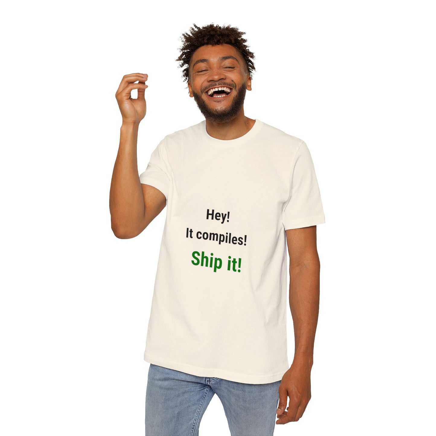 Hey! It Compiles! Ship It! | Funny Tech T-Shirt for Developers | Usha Creations