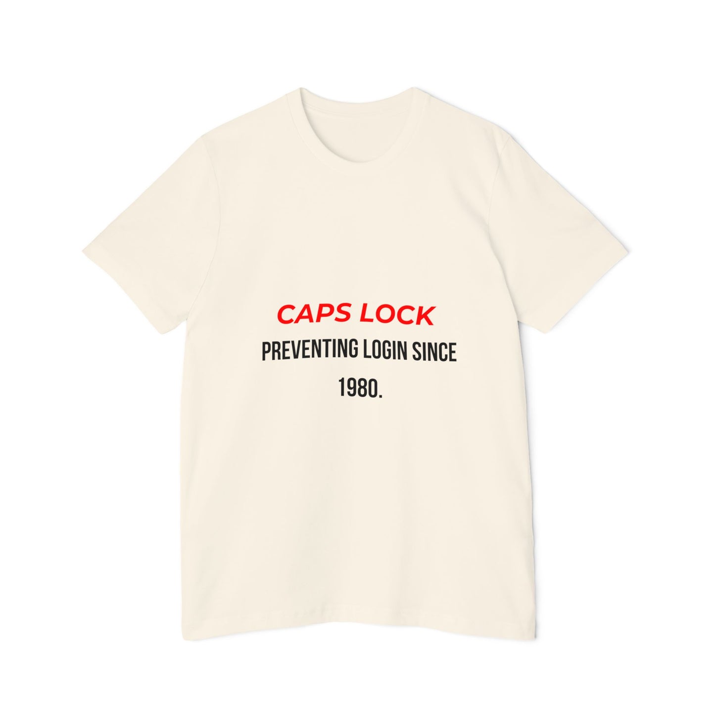 CAPS LOCK – Preventing Login Since 1980 | Funny Tech T-Shirt for Developers | Usha Creations