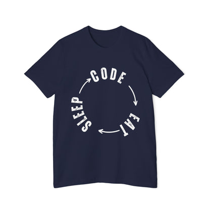 Code Eat Sleep Repeat T-Shirt - Circular Loop Design for Programmers