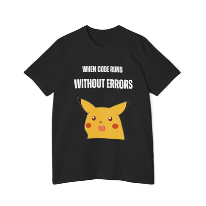 When Code Runs Without Errors: Surprised Face T-Shirt - Funny Coding Meme Tee