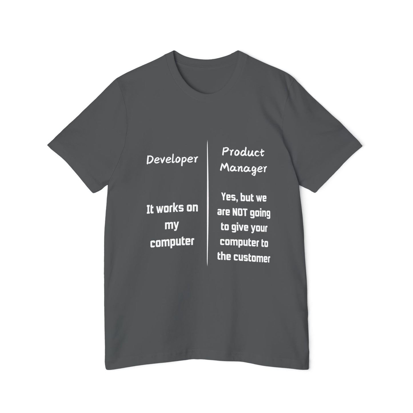 Works on My Computer Developer vs PM Humor T Shirt | Tech Team Meme Tees | Usha Creations