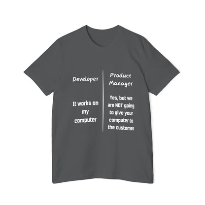 Works on My Computer Developer vs PM Humor T Shirt | Tech Team Meme Tees | Usha Creations