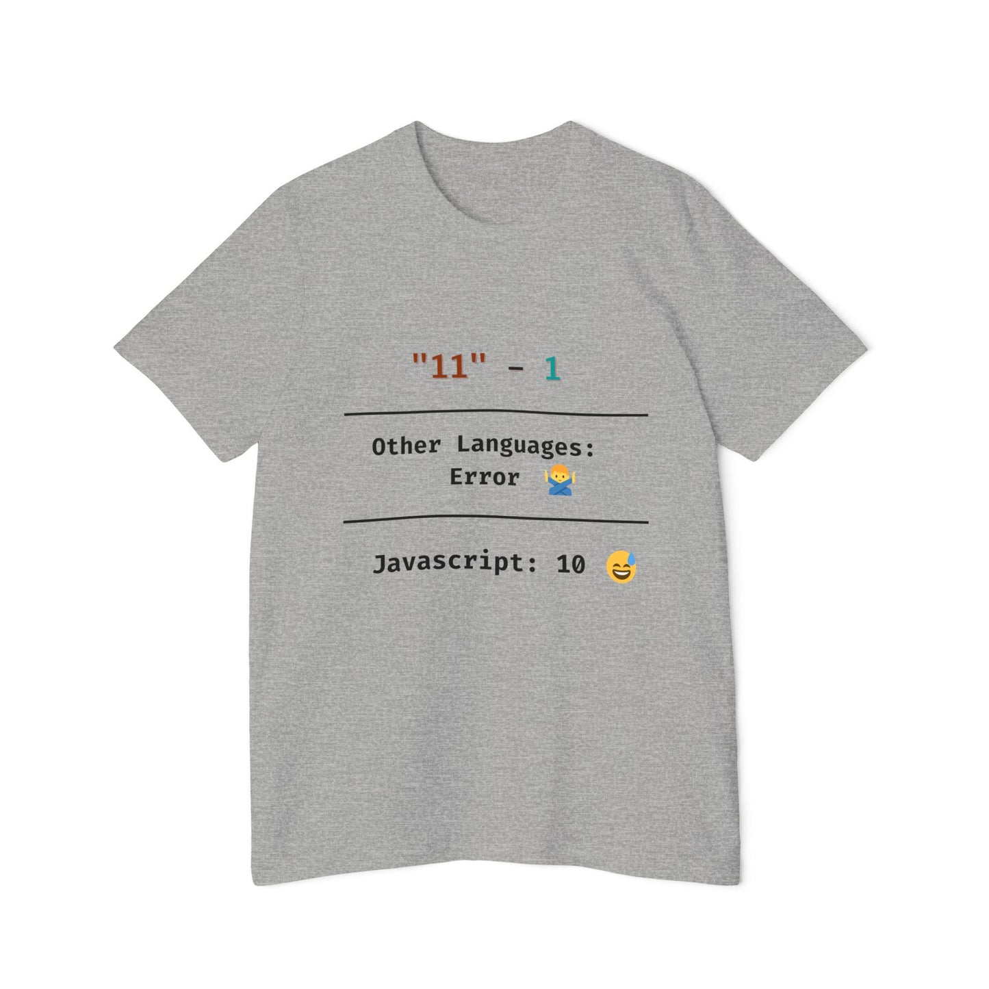 JavaScript Subtraction Quirk Coding Humor T Shirt | Web Dev Meme Tees | Usha Creations