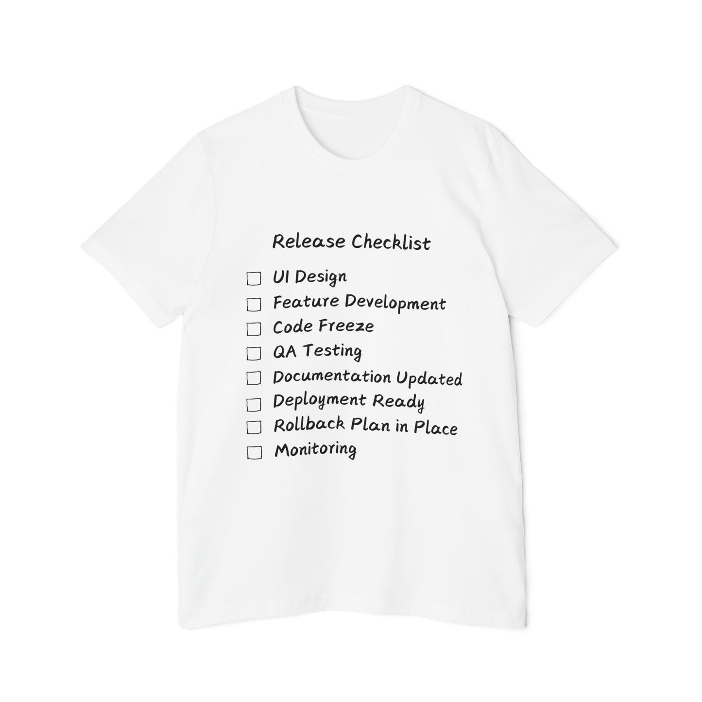 Software Release Checklist Dev Humor T Shirt | SDLC Meme Tees | Usha Creations