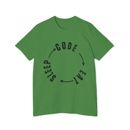 Code Eat Sleep Repeat T-Shirt - Circular Loop Design for Programmers