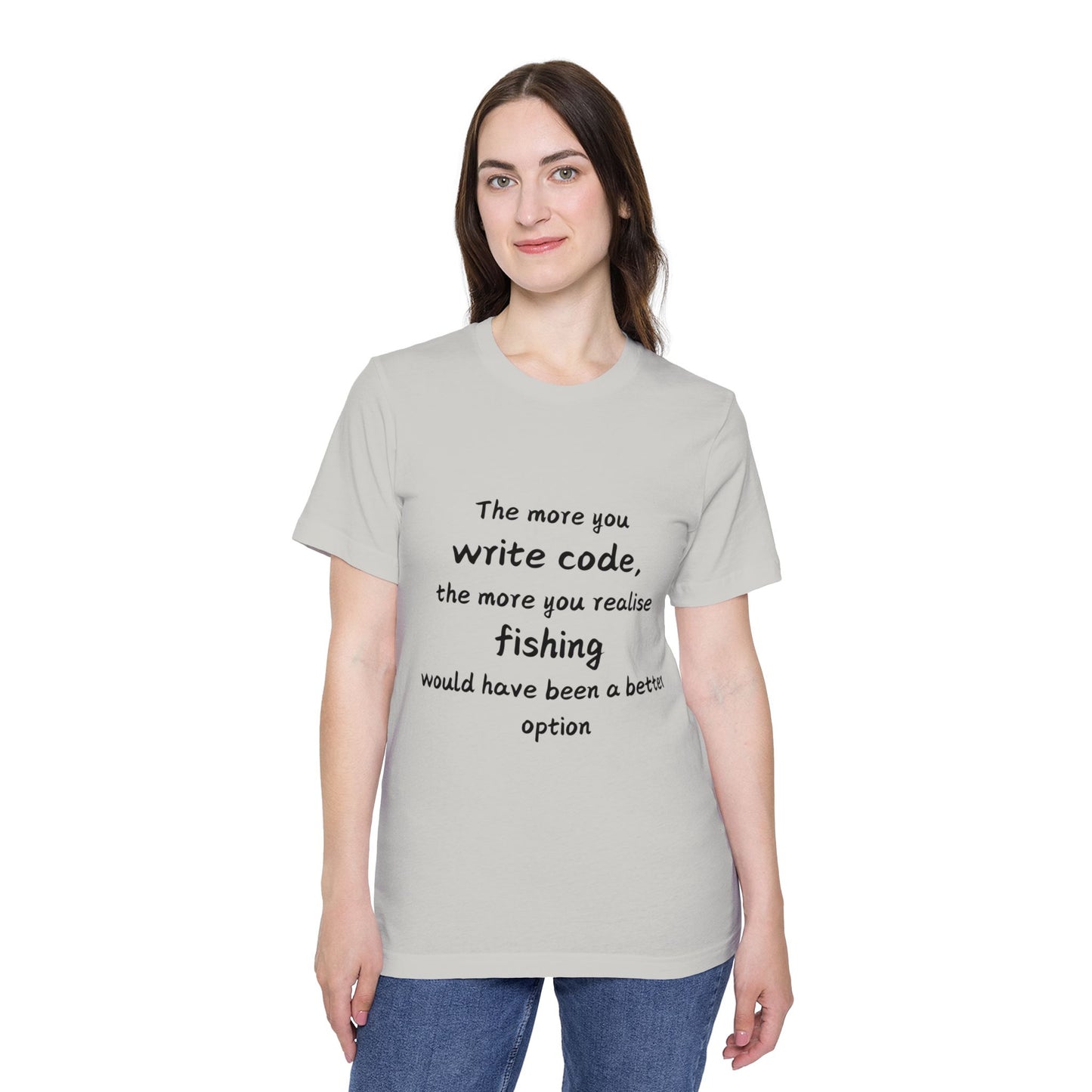 Code vs Fishing Developer Humor T Shirt | Programmer Life Meme Tees | Usha Creations