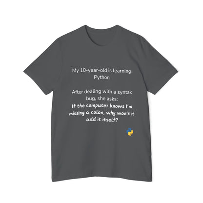 Python Colon Syntax Learning Humor T Shirt | Coding Education Meme Tees | Usha Creations