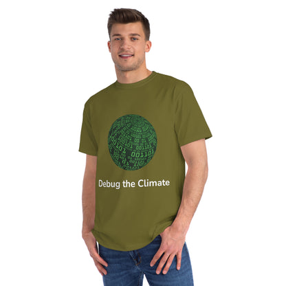 Debug the Climate Binary Globe Tee | Eco Coder Shirt | Usha Creations