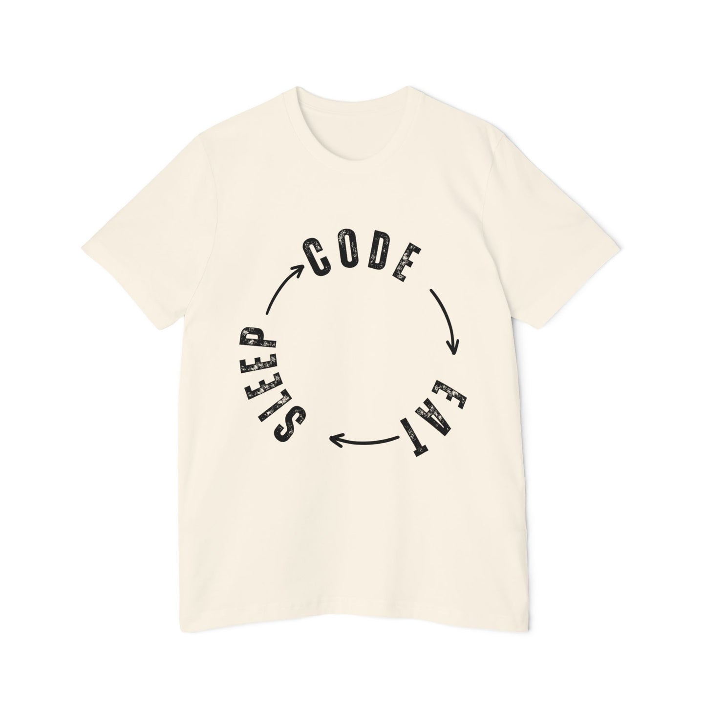 Code Eat Sleep Repeat T-Shirt - Circular Loop Design for Programmers