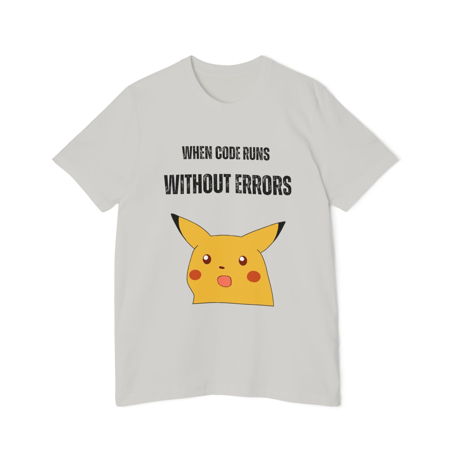 When Code Runs Without Errors: Surprised Face T-Shirt - Funny Coding Meme Tee