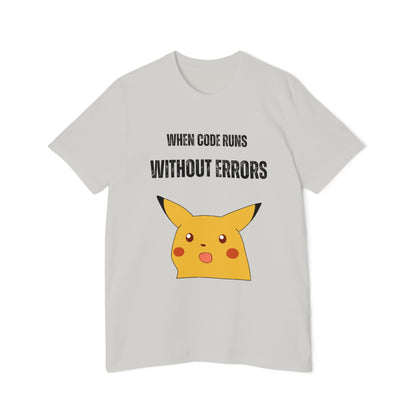 When Code Runs Without Errors: Surprised Face T-Shirt - Funny Coding Meme Tee