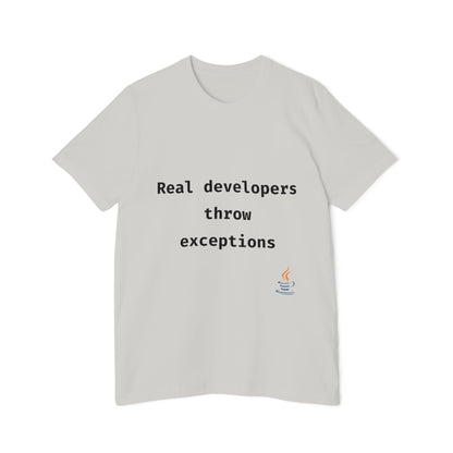 Real Developers Throw Exceptions | Java Developer T-Shirt | Funny Coding Shirt | Usha Creations