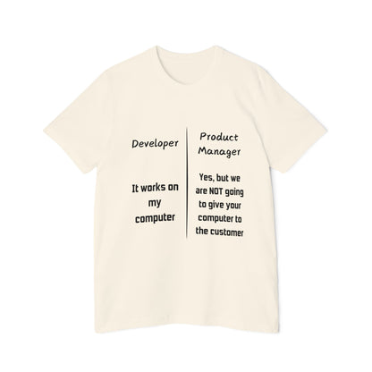 Works on My Computer Developer vs PM Humor T Shirt | Tech Team Meme Tees | Usha Creations