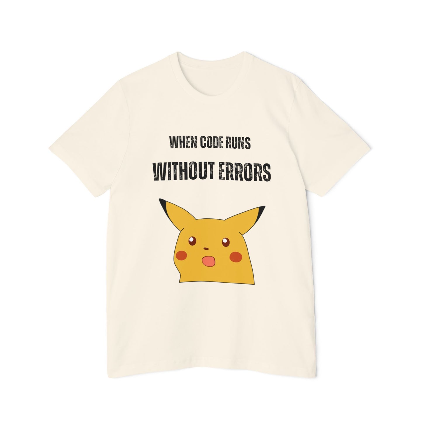 When Code Runs Without Errors: Surprised Face T-Shirt - Funny Coding Meme Tee