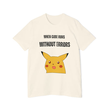 When Code Runs Without Errors: Surprised Face T-Shirt - Funny Coding Meme Tee